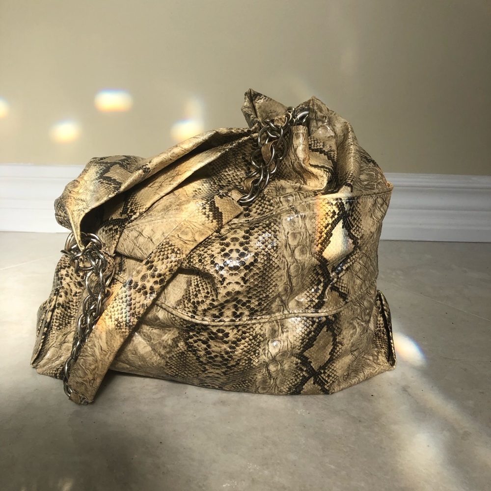 Faux leather snakeskin hobo
